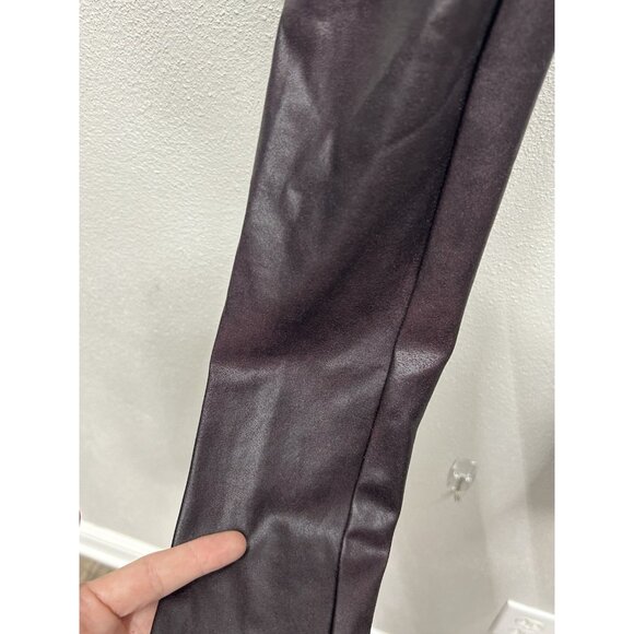 SPANX Faux Leather Leggings Small BURGUNDY shiny Holiday Dressy City Chic EUC - Picture 7 of 12